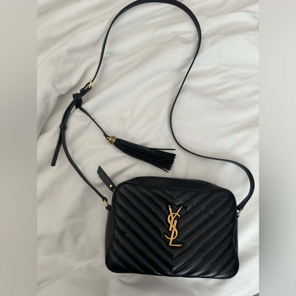 Saint Laurent Lou Medium YSL Camera Bag with Pocket in Quilted Leather